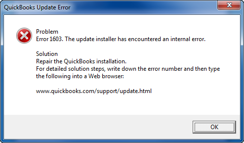 quickbooks 2012, ошибка установки 1603