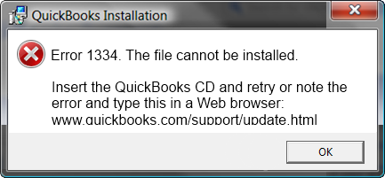 Error 1334 the file cannot be installed