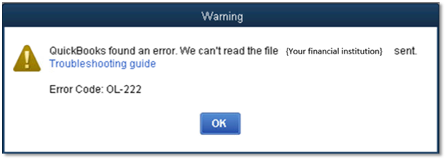 QuickBooks Online Banking Error OL-222