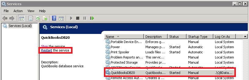 QuickBooks Database Service