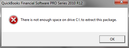 QuickBooks install not enough disk space