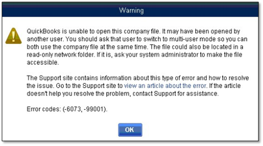 QuickBooks Error Message 6073 99001