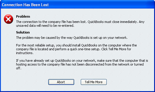 QuickBooks Connection Lost Abort Error