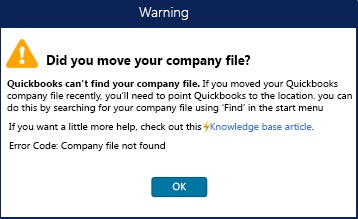 QuickBooks Company File is Missing