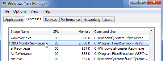 QBCFMonitorService terminated unexpectedly