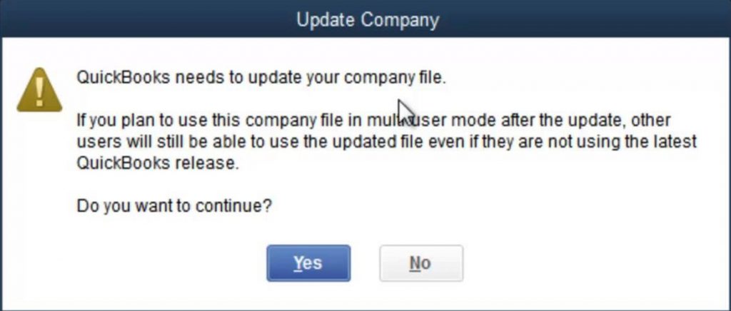 Error Message Update Company after Upgrading QuickBooks