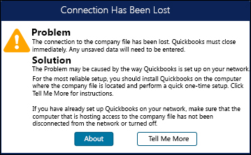 QuickBooks connection has been lost abort 
