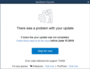 QuickBooks Enterprise error TD500