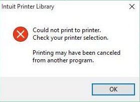 Printer library error while printing from QuickBooks