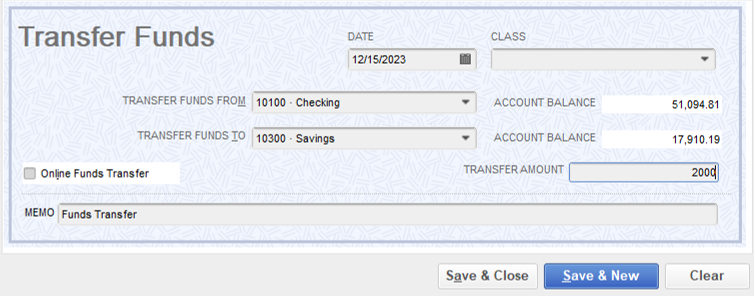 transfer money between bank accounts