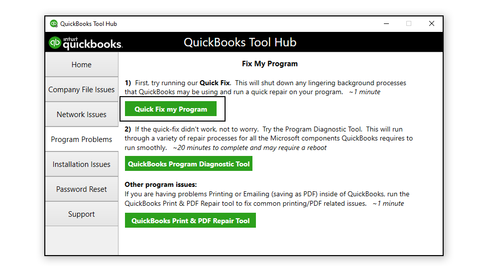 Fix QuickBooks Program Problems