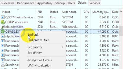 QBW32.exe Process in Task Manager
