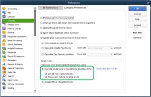 QuickBooks Company Preferences Express Mode