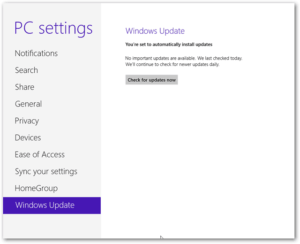 Windows 8 Windows Update Check Now