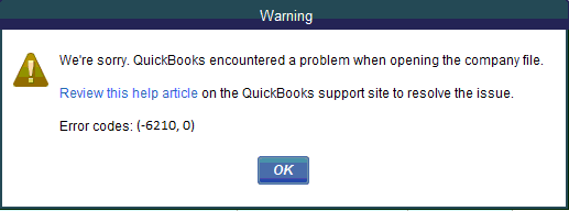 QuickBooks Error 6210 0