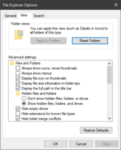 Show hidden files folders or drives in Windows