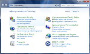 Windows System and Security in Control Panel