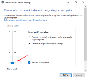 Windows User Account Control Settings - Error Code 15106