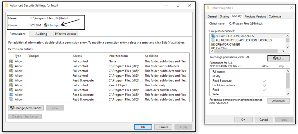  QuickBooks Desktop Folder acesso de controle total