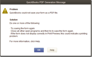 QuickBooks PDF Generation Message