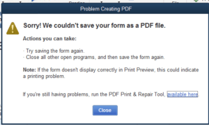 QuickBooks Problem Creating PDF