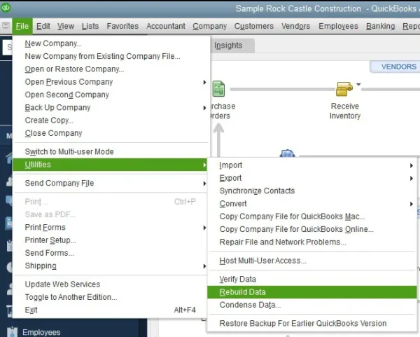 QuickBooks Rebuild Data Utility