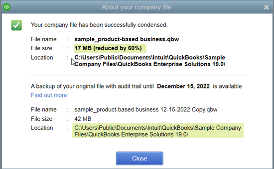 Condensing Files in QuickBooks