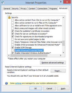 Enable Enhanced Protection Mode Internet Explorer