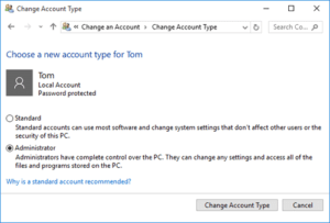 Change Account Type to Administrator in Windows