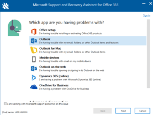 microsoft support and recovery assistant never finishes