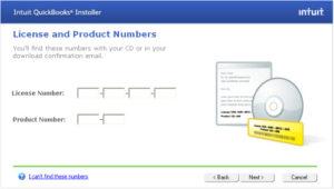 Enter QuickBooks License and Product Numbers