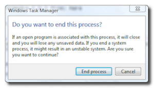 Windows Task Manager Warning