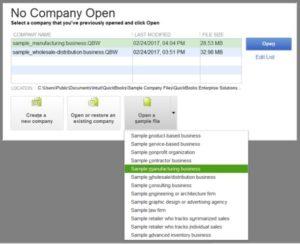 Open a Sample Company File in QuickBooks