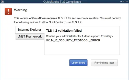 QuickBooks TLS 1.2 Error