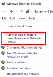 Allow an app through Windows Firewall