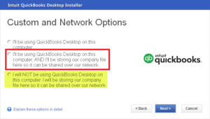 QuickBooks Custom and Network Options