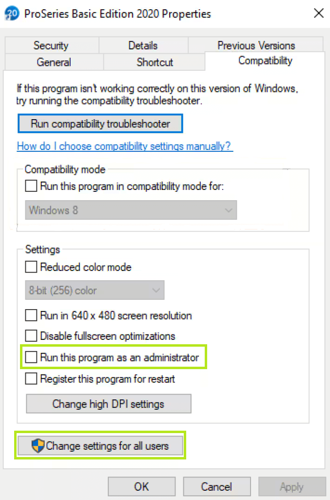 Run this program as an administrator
