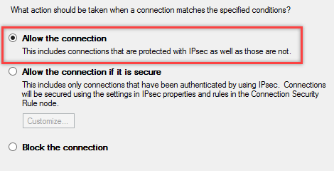 Windows Firewall Allow the Connection