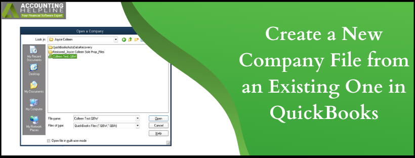 Company File from an Existing One in QuickBooks