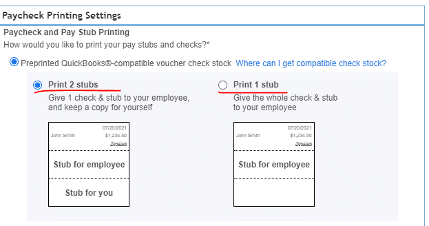 Print paycheck and 1 pay stub
