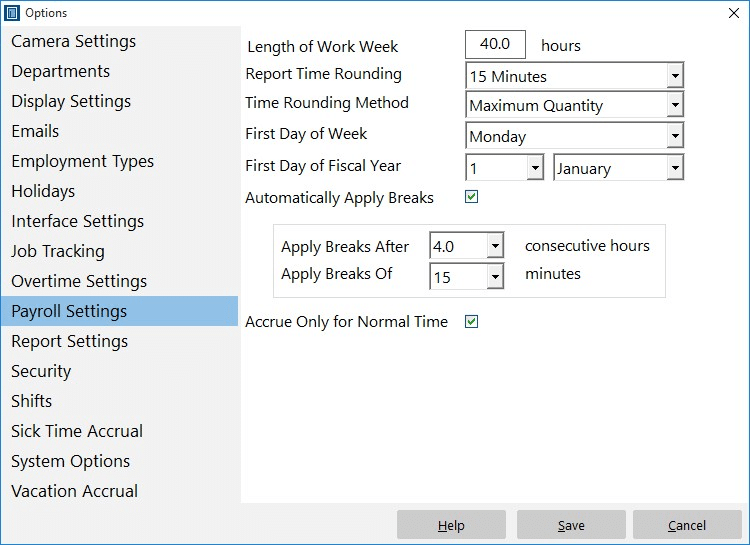 payroll settings
