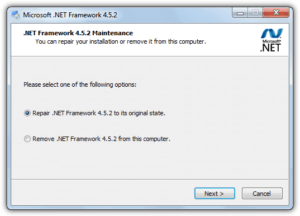 Uninstall NET Framework