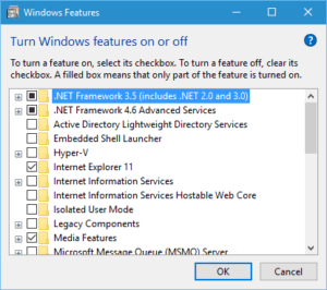 Turn Windows Features On or Off