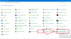 Windows Update under Control Panel