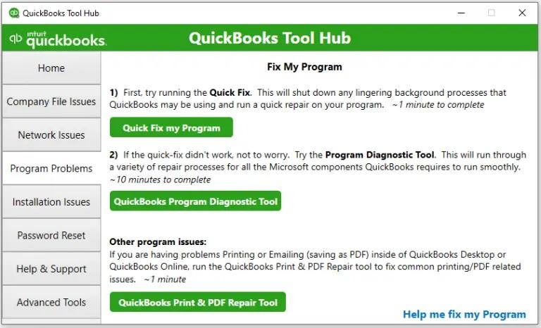 QuickBooks Quick Fix My Program Tool