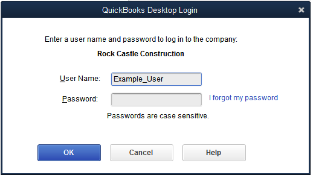 QuickBooks I forgot my password