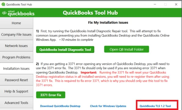 QuickBooks TLS 1.2 Tool