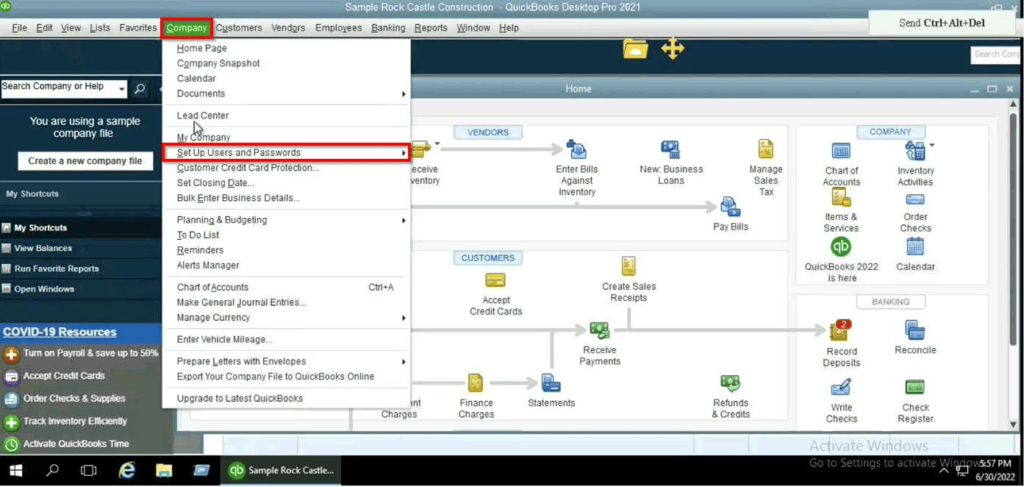 Creating a New QuickBooks User