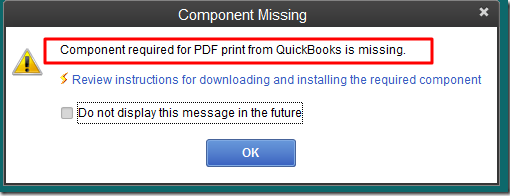 QuickBooks Missing PDF Component