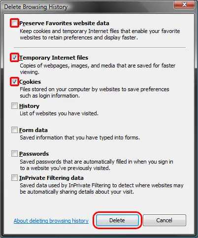 Delete Temporary Internet Files from Internet Explorer